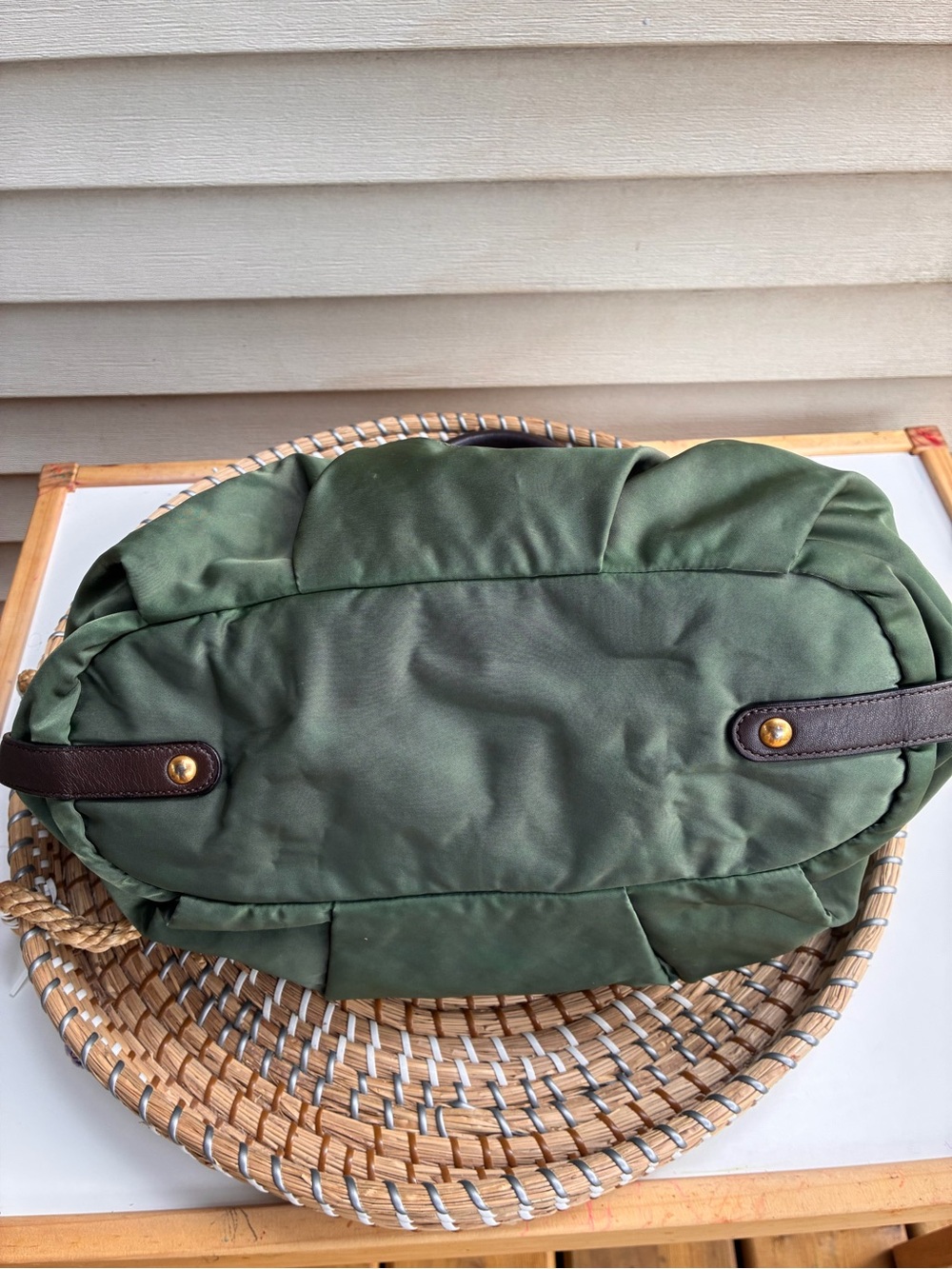 Prada Canapa Green Nylon Shoulder Bag 2 way ( authentic) - Picture 3 of 13